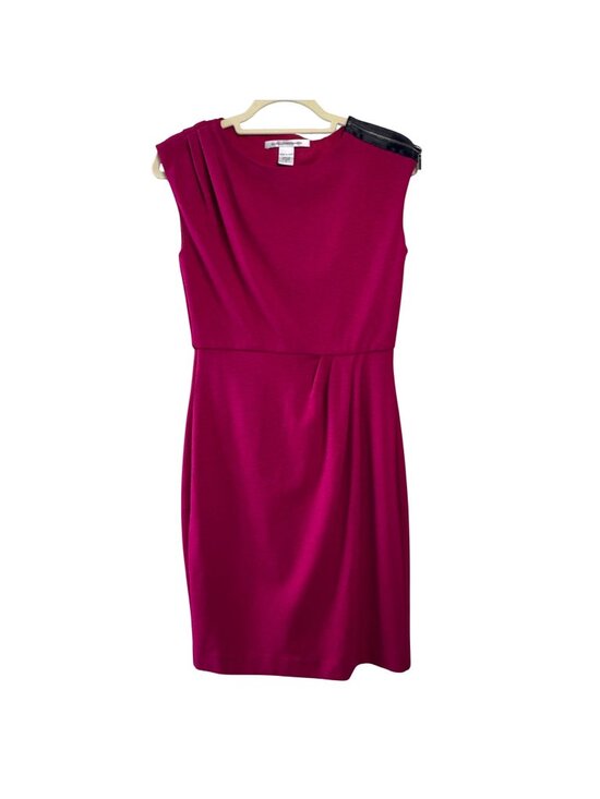 Diane Von Furstenberg Dresses & Skirts - DVF Marchona Dress Womens 4 Pink Red Wool Sheath Bodycon Minimalist Cocktail